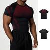 Herren bedrucktes dehnbares schnelltrocknendes Skinny Rundhals Kurzarm T-Shirt für Fitnessstudio Fitness