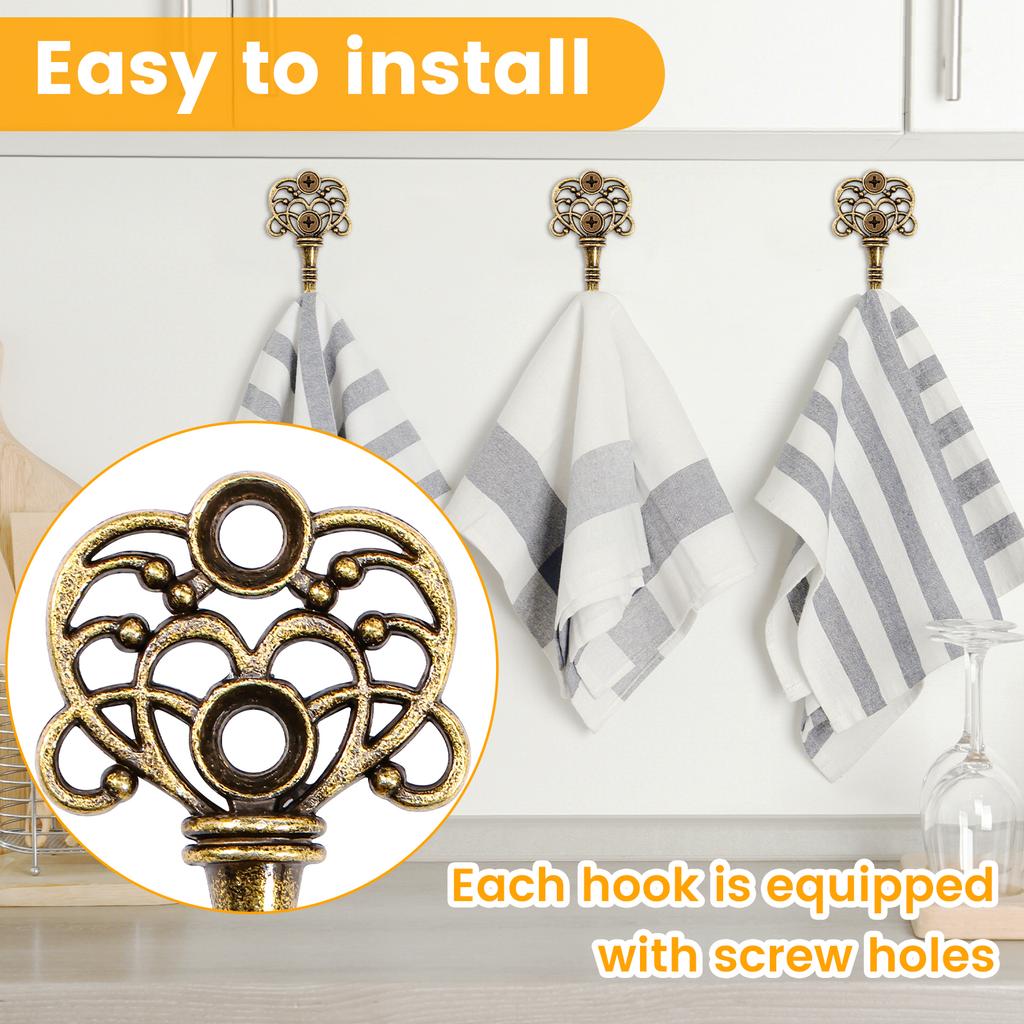 20pcs Wall Multi-Purpose Hooks Vintage Zinc Alloy Home Coats Hat Clothes Hangers Bath Towel Keys Coats Bag Organization Hooks