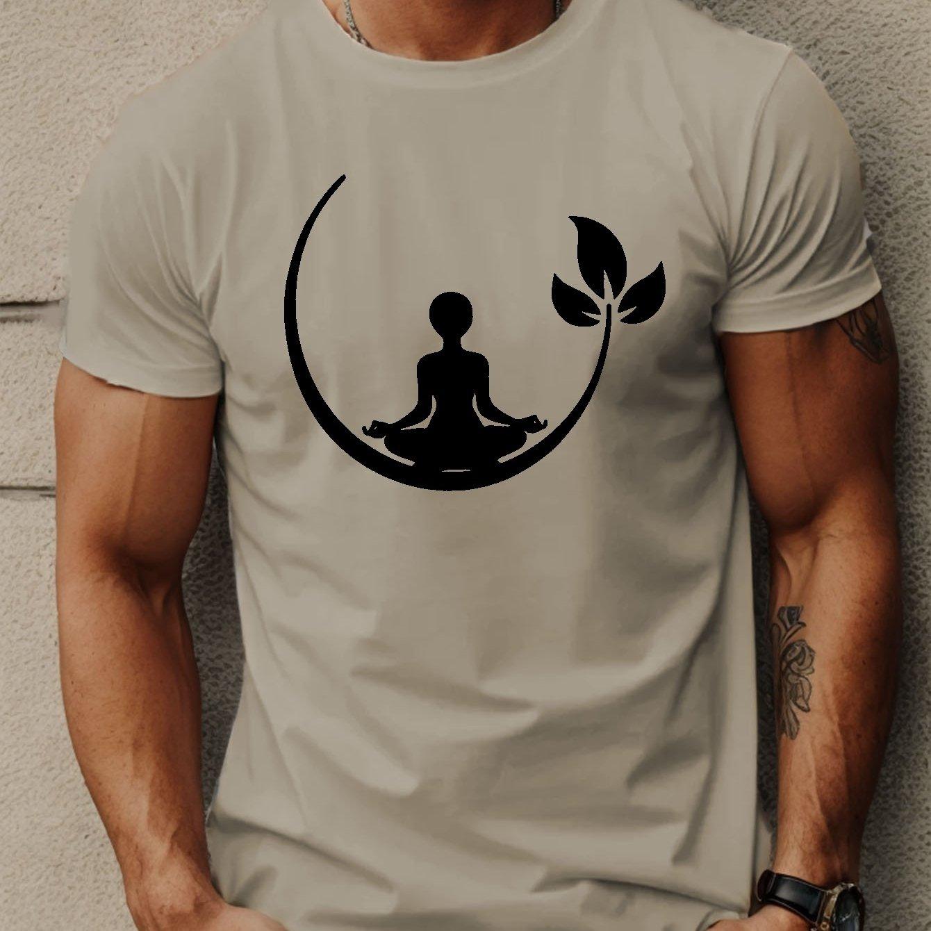 Zen Meditation Yoga Graphic TShirt Men Breathable Cotton Short Sleeve Casual Crew Neck Tee S