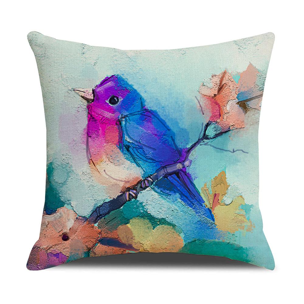 Watercolor Bird Cushion Cover Pillowcase Home Decor Office Sofa Pillowcase Home Decor Pillowcase