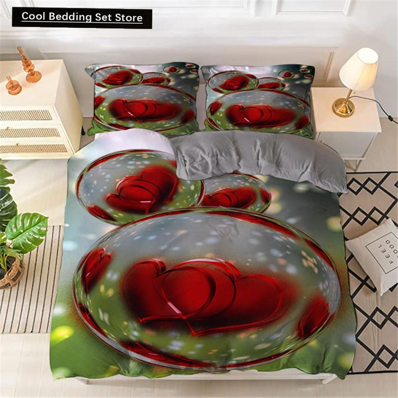 Red Rose King Queen Duvet Cover Romantic Flower Bedding Set Valentine's Day Quilt Cover Couples Floral Polyester Comforter Cover