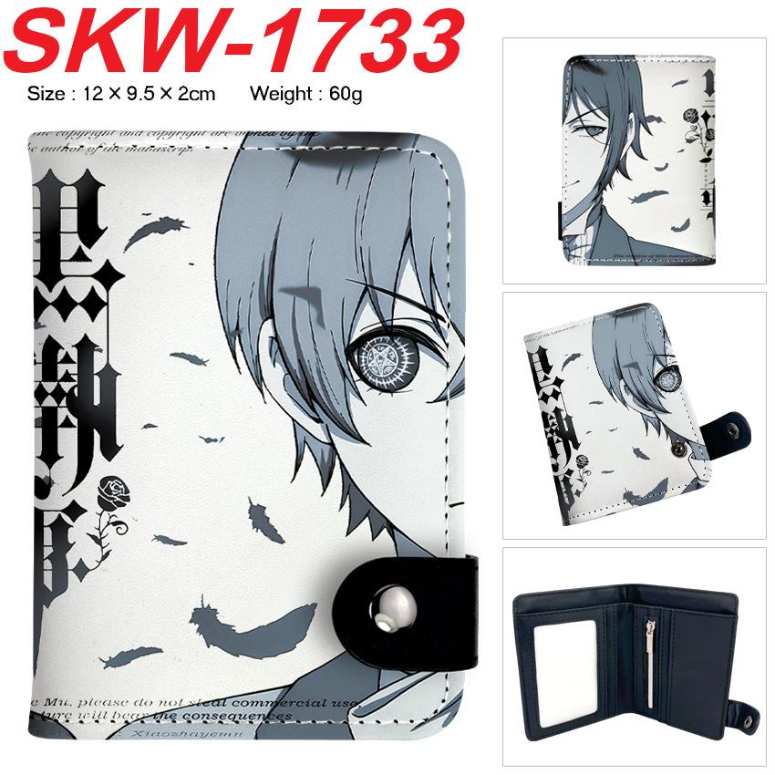 Black Butler Anime Vertical Snap Wallet Bi-Fold Card Holder Unisex Small Coin Purse