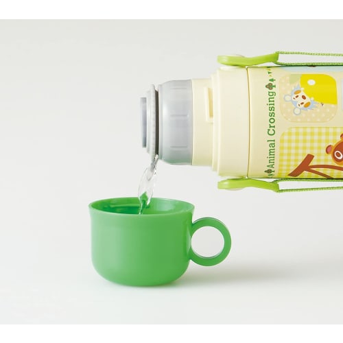 Skater Kids' Stainless Steel Water Bottle, 2-Way Design, 580ml (Direct Drinking) or 570ml (Cup Drinking), Animal Crossing Design, Lightweight and Chil