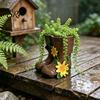 Outdoor Decorative Vase Small Rain Boots Planter Pot Rustic Cute Boot Flower with Drainage Weatherproof Garden Decor Hole for Succulents Herb Flowers