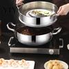 Durable Thickened Metal Soup Pot Stainless Steel with Transparent Glass Lid, Heat-Insulated Family Size Large Capacity Double Handles Stewing