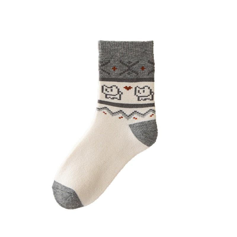Women's Fair Isle Velvet Mid-Calf Thick Warm Sleep Socks