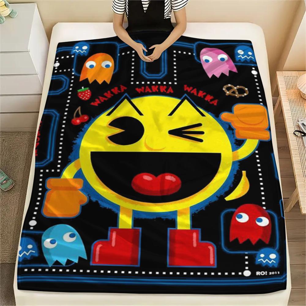 1 Stück Pacman-Print Flanelldecke, Hohe Qualität, Bequem für alle Jahreszeiten, Heimdekoration, Wärme und Komfort, Perfekt für Geschenke