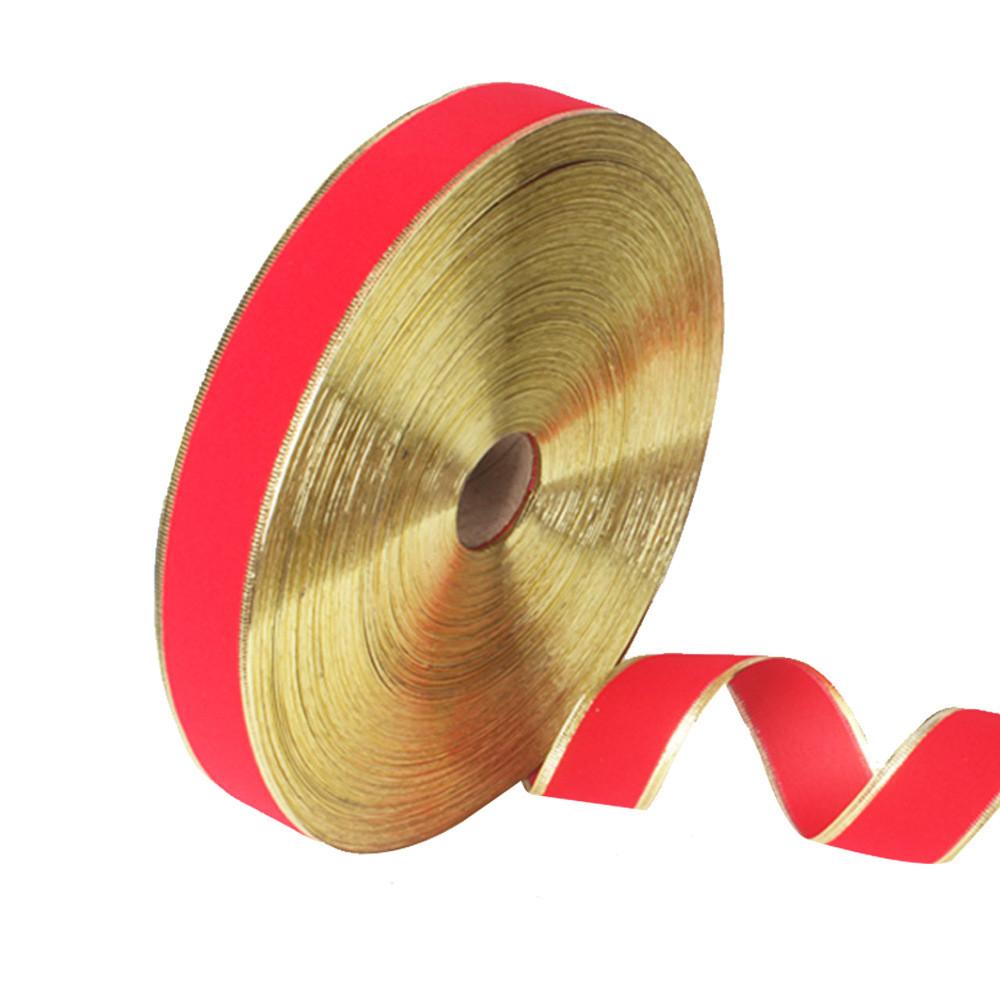 Luxurious 10 Meter Soft Velvet Red Ribbon With Gold Edge For Christmas Tree Decorations