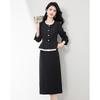 Elegant Long Sleeve Top & Midi Skirt Set