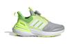 adidas Rapidasport BOA Cushioning Abrasion Resistant Breathable Low Top Kids' Running Shoes Gray Green Grade School IE4542