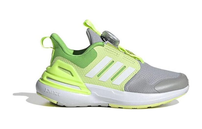 adidas Rapidasport BOA Cushioning Abrasion Resistant Breathable Low Top Kids' Running Shoes Gray Green Grade School IE4542
