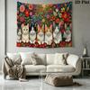 Cute Cat Wall Tapestry Aesthetic Wall Hanging Printed Fabric Blanket Decorative Tapestries for Bedroom Living Room Home Decor