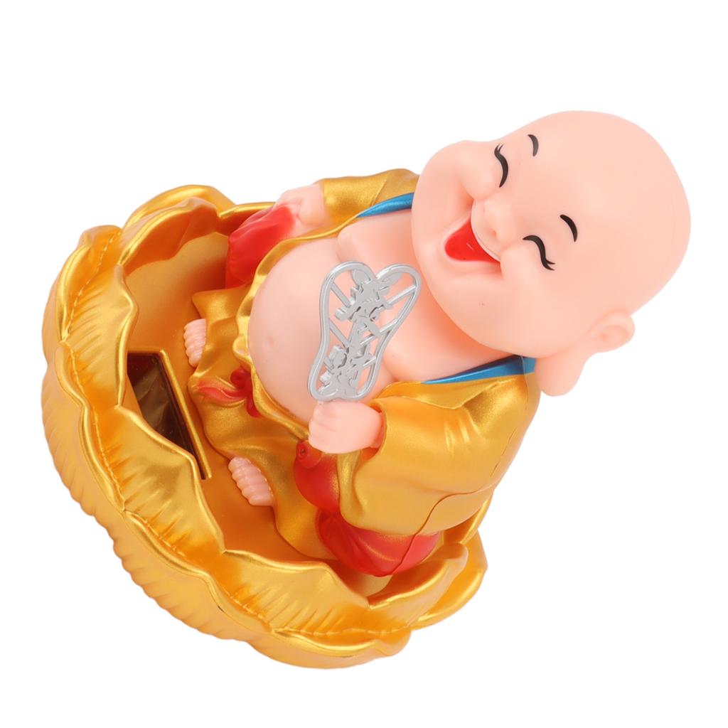 Solar Buddha Statue Solar Nodding Maitreya Car Ornament Decoration Shaking Head Toy for Wealth and Fortune