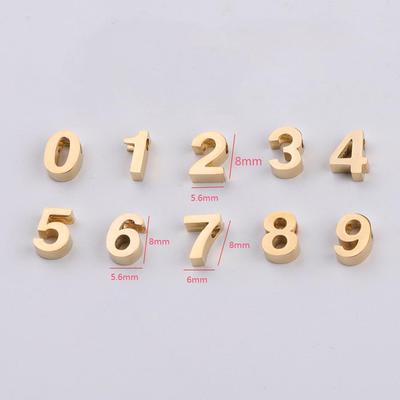 Stainless Steel Mirror Finish Numeric Beads 0-9 for DIY Jewelry Accessories