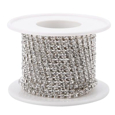 SS12 5yardroll Crystal Rhinestone Chain DIY Fashion Silver Close Cup Chain Apparel Accessories