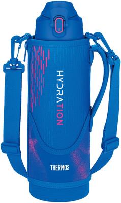 Thermos Water Bottle,Vacuum Insulated Sports Bottle,1.5L,Blue Pink,For Cold Storage,Includes Pouch,Shoulder-Friendly Strap FJS-1500F BLP