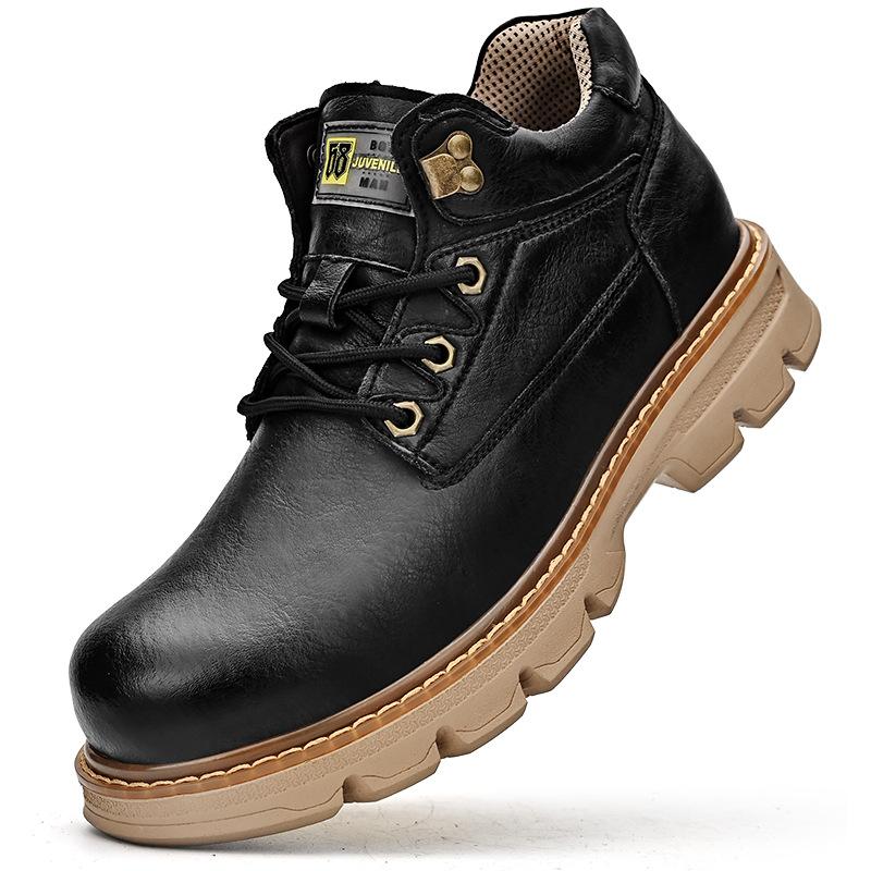 

Кожаные ботинки Мартин мужские низкие британского стиля на платформе рабочие ботинки осень и зима уличные помощь модные универсальные ботинки для мальчиков 38 чёрный