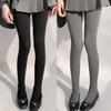 Women Solid Color Thicken Cotton Pantyhose Ribbed Knit Striped Sweater Tights