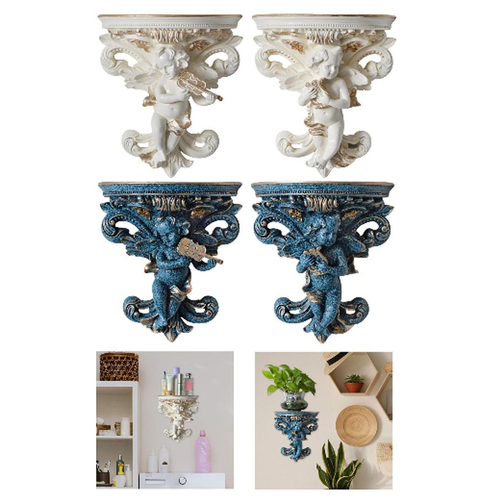 Decorative Floating Shelf Collectible Indoor Angel Wall Sculpture for Dining Room Living Room Books Flower Vase Candleholder