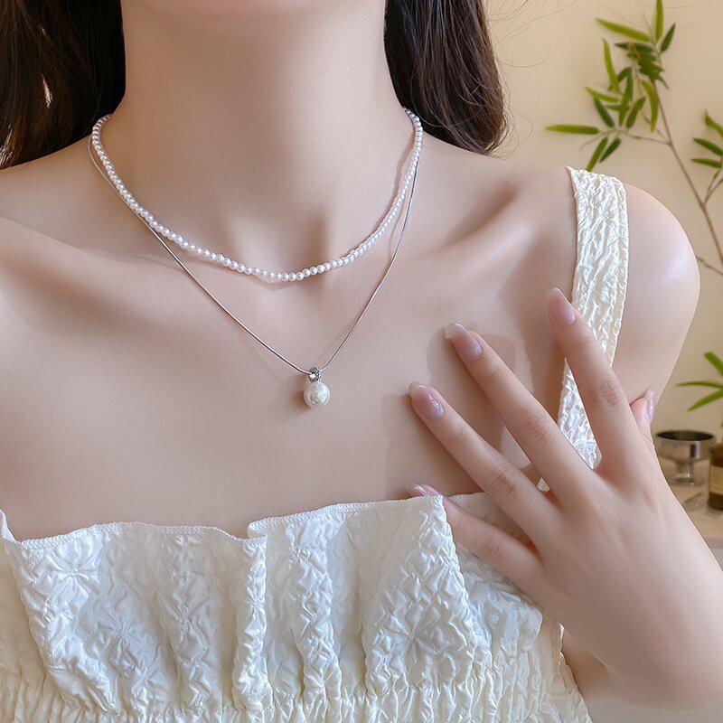 Elegant Double-Layer Pearl Choker Necklace
