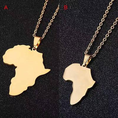 Classic Africa Map Pendant Simple and Versatile Fashion Titanium Steel Men's and Women's Necklace
