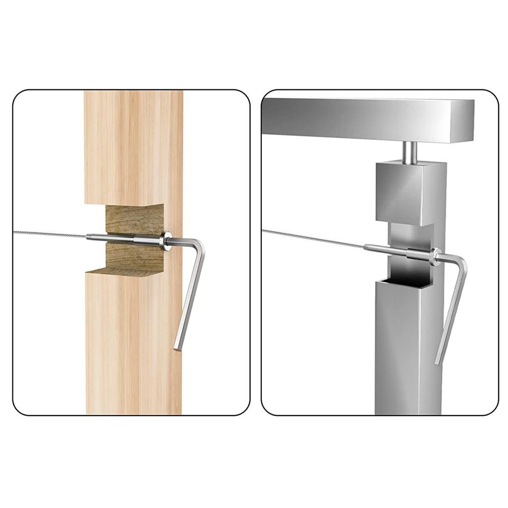 10 stuks Staal Onzichtbare Kabel Leuning set Ontvanger & Swage Stud Einde Kabel Leuningsystemen Geschikt voor Hout/Metalen Palen