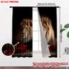 Set Of 2 Lion Red Roses Curtains Digital Printing Majestic Animal Portrait Dark Background Bedroom Living Room Decor Curtain Polyester Ideal For Great