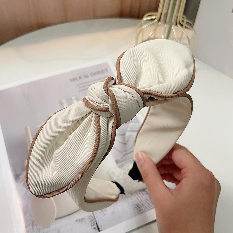 Nieuwe Eenvoudige Verpakking Konijnenoor Haarbanden Vrouw, Brede Rand Strik Hoofdband Mode Druk Haaraccessoires gray