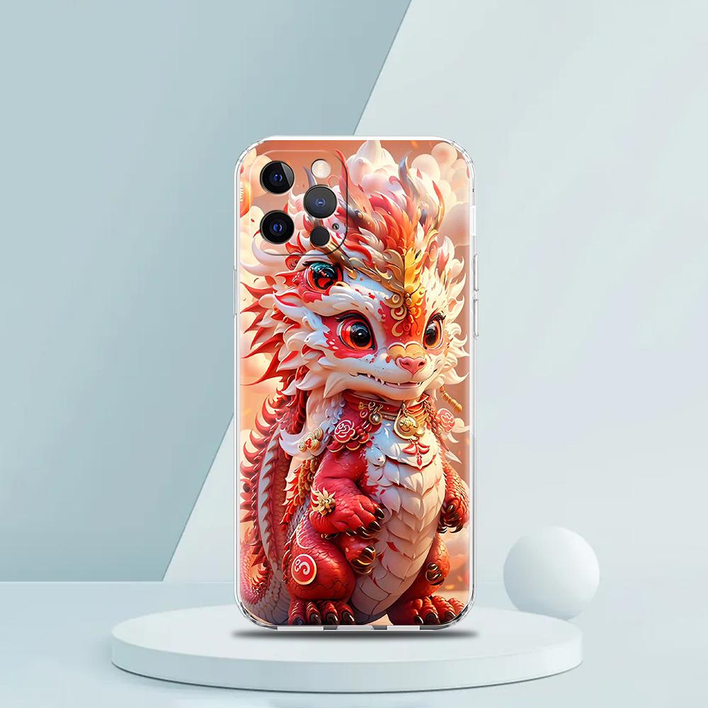 Cartoon Dragon Phone Case for iPhone 16 15 14 13 12 Pro Max Transparent Soft for iPhone 11 Pro Max 7 8 Plus XS XR Silicone Shell