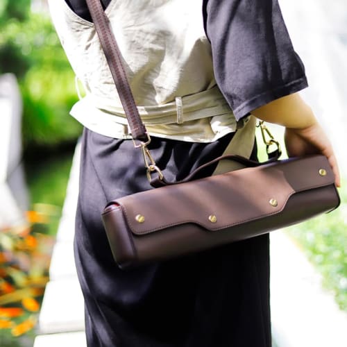 Sac pour flûte NOLITOY, Sac à main/sac à bandoulière 2-en-1, Élégant, durable et portable, 44 x 10,2 x 6,8 cm, Couleur café