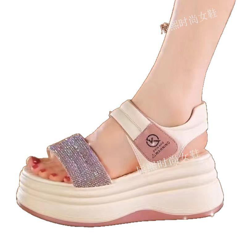 Thick-soled Inner Height-increasing Sandals Women's 2025 New Versatile and Thin Small 8cm Muffin Bottom Fashionable, Versatile and Comfortable