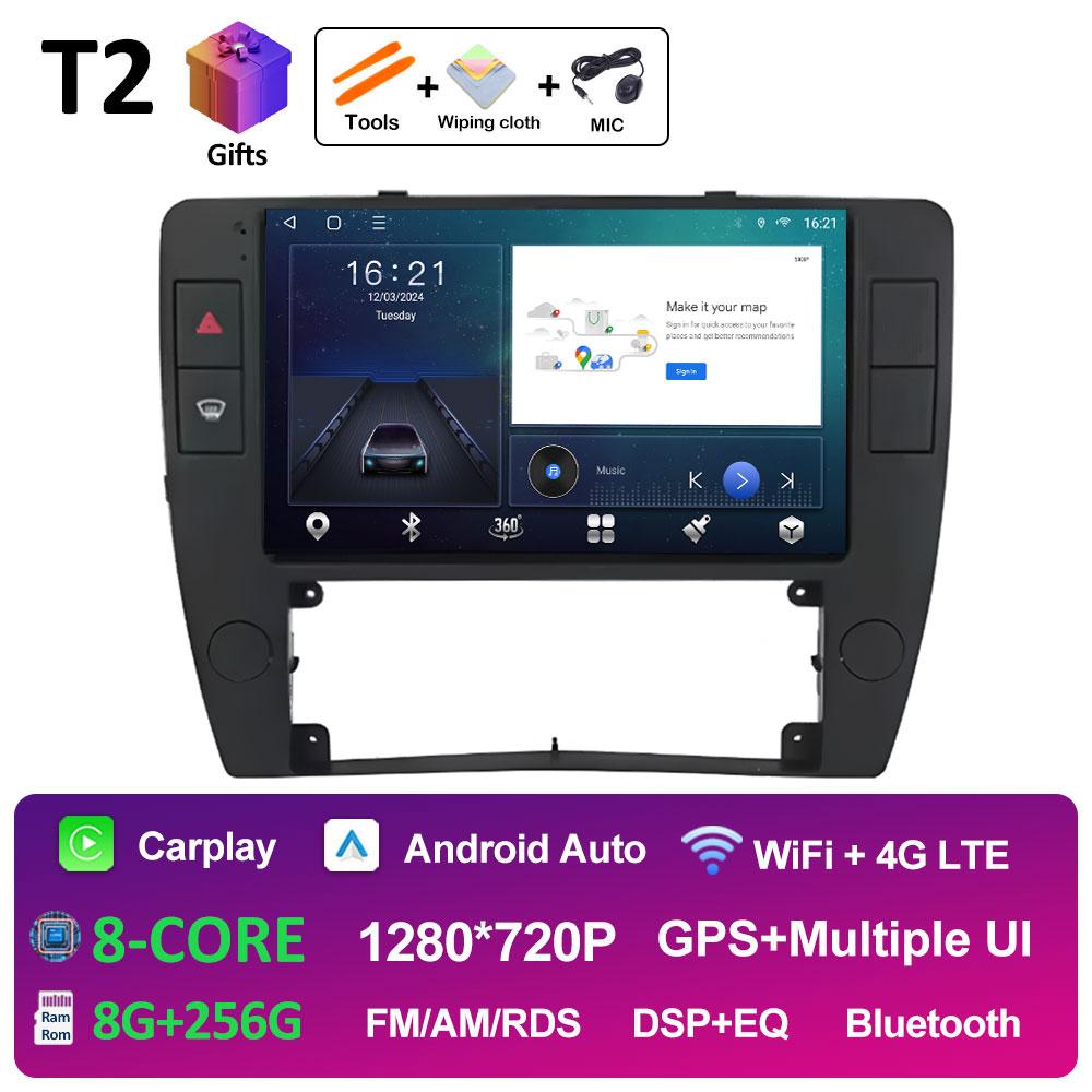 Sistem stereo wireless Carplay DSP pentru Volkswagen Passat B5 2000 2001 2002 2003 2004 2005 Android 14, ventilator de răcire, accesorii Bluetooth