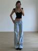 2000-talls lyseblå jeans med lav midje Ny kvinne Streetwear American Vintage denimbukser Dame Uformelt vasket rette pantalons Mujer