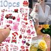 10 Blätter Rosa Valentinstag Tattoo-Aufkleber für Gesicht, Arm und Körper, temporäre wasserdichte dekorative Tattoo-Aufkleber, kreative Geschenke