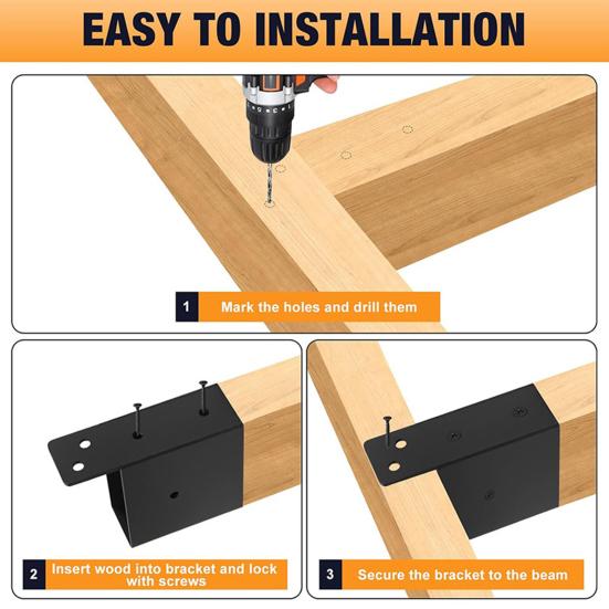Deck Railing Brackets Connectors Set Durable Construction Rust Resistant Easy Installation Support Brackets with Screws Set
