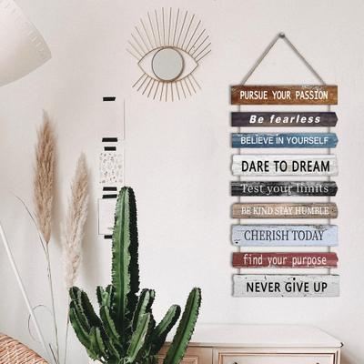Inspirational Wall Art Decor Rustic Wall Hanging Plaque Farmhouse Wooden Door Sign Inspiring Positive Quotes Wall Decor for Office Bedroom Living Room