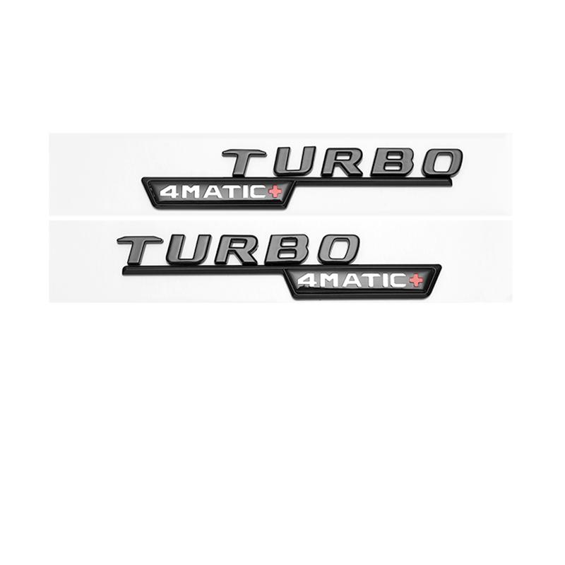 3D Flat Fo Turbo 4matic 4matic+ Plus Emblem for Mercedes Benz AMG GT E53 GLE53 A35 A45 CLA35 CLA45 GLA45 Car Fender Side Sticker AQ1