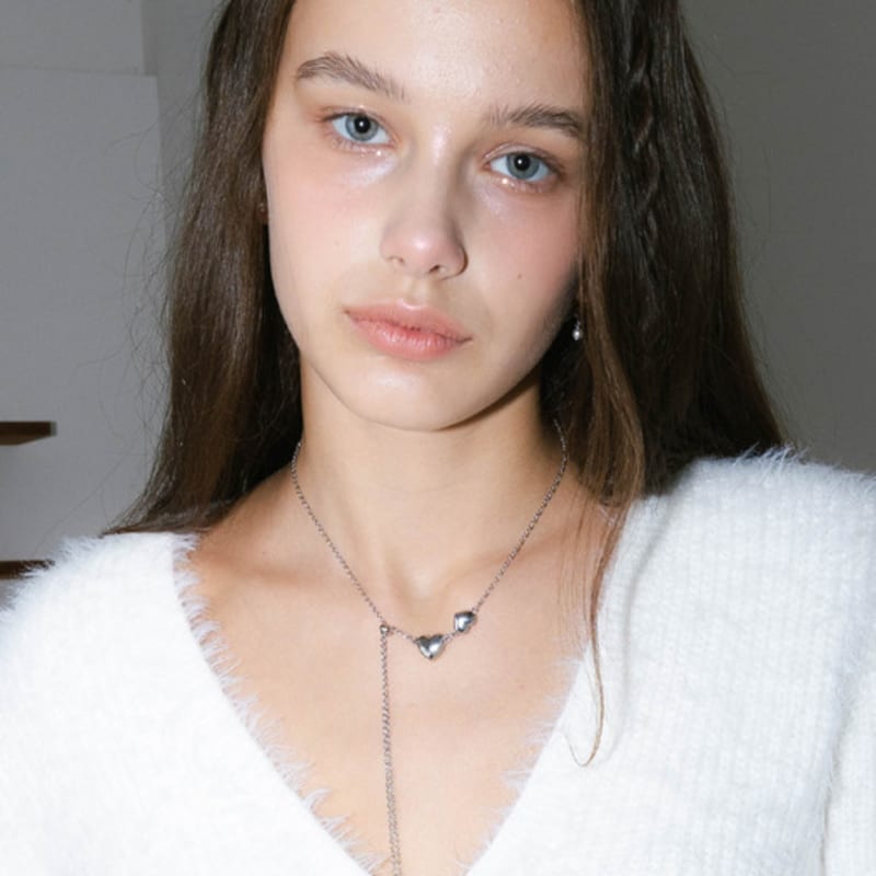 pearlymore two heart pendant magnet drop necklace