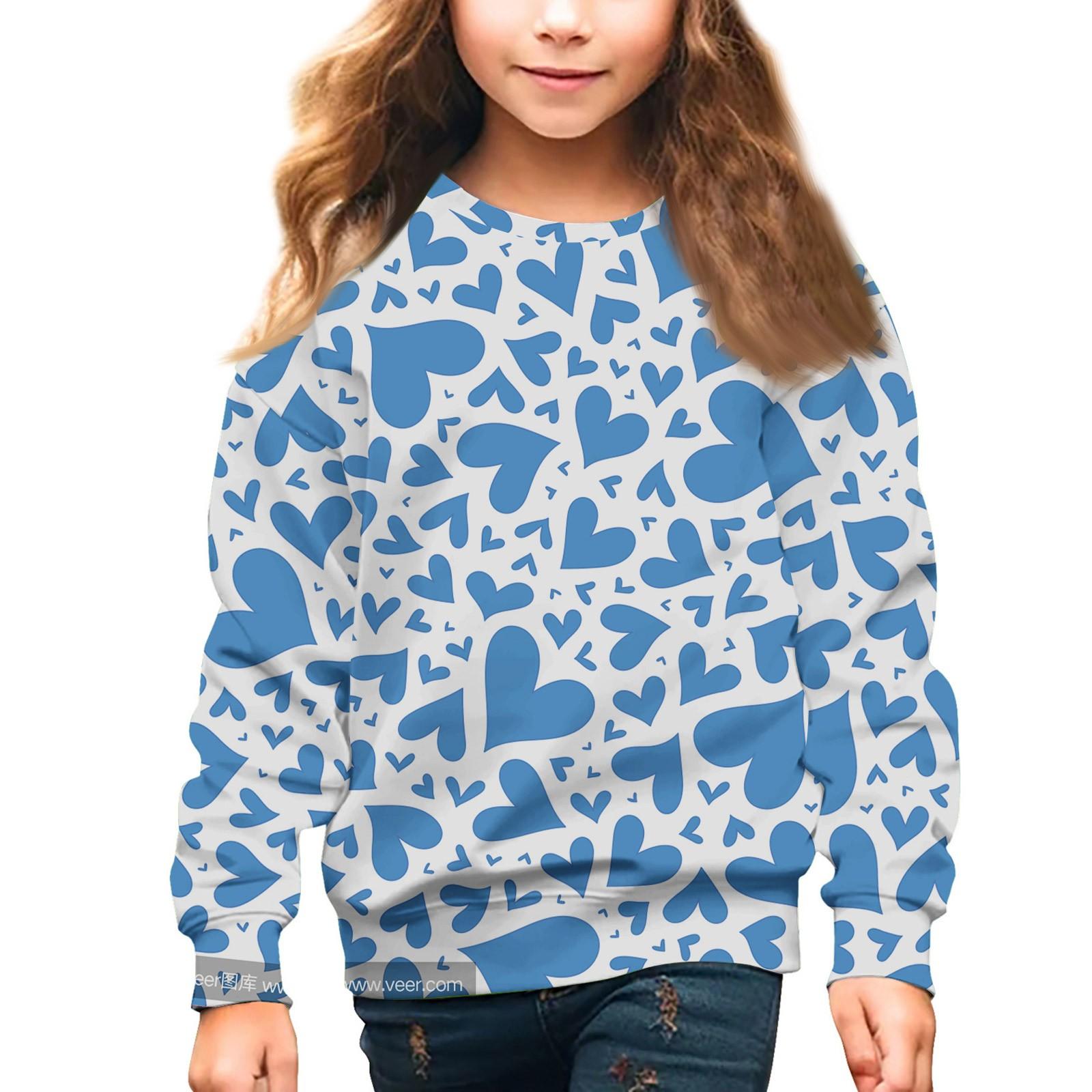 

Девочки Круглый вырез Пуловеры для детей День святого Валентина Печатные топы 140 небесно-голубой