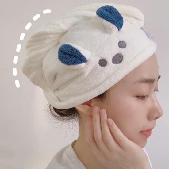 

Полезная шапка для ванны, устойчивая к морщинам, удобная легкая, милая шапочка для сухих волос с 3D медведем для туалета