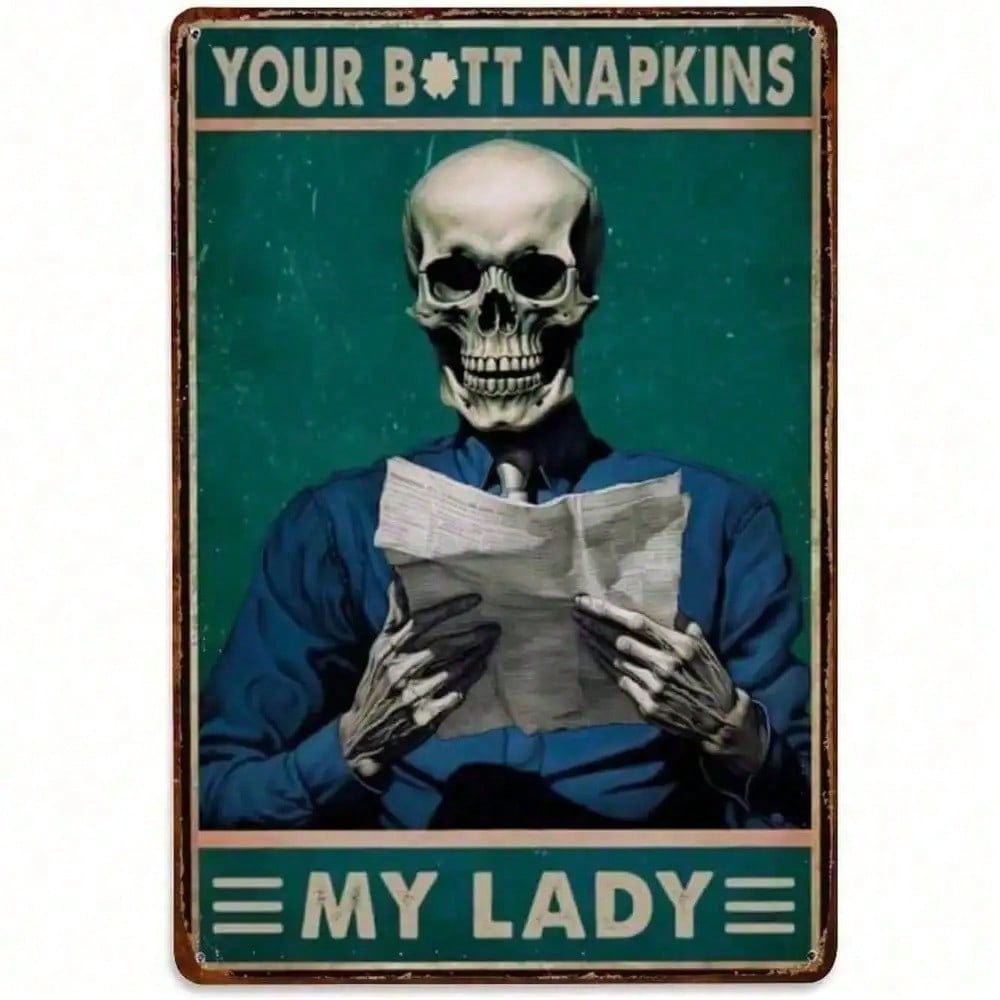 

Retro Metal Tin Sign Skeleton Gothic Vintage Pub Wall Decor Man Cave 8x12 Inch різнокольоровий