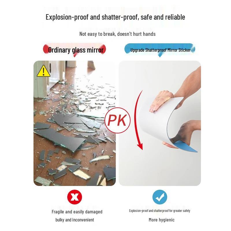 Ganzkörper Acryl Spiegel Wandaufkleber: HD Selbstklebend für Badezimmer- oder Schranktür.