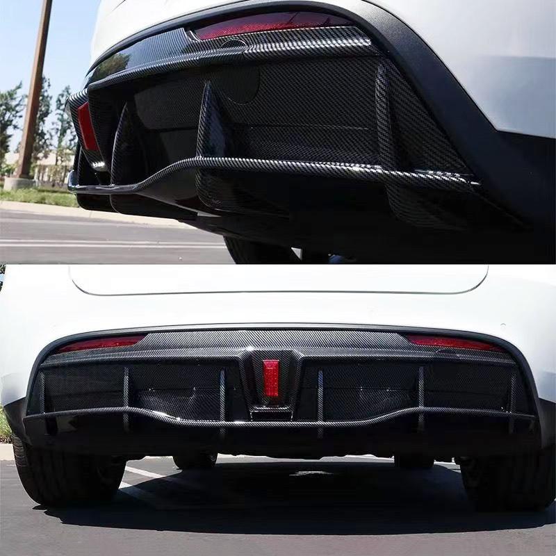 For Tesla Model Y 2019-2024 Car Rear Bumper Diffuser Splitter Lip Chin Spoiler Black Carbon Exterior Accessories Tuning Part