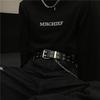 Belt Women Korean Instagraphs Retro Personality Black Double-breasted Metal Chain Embellished with Everything Punk Belt
