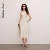 LANGZI 25 Mulberry Silk Polka Dot Halter V-Neck Sleeveless Maxi Dress