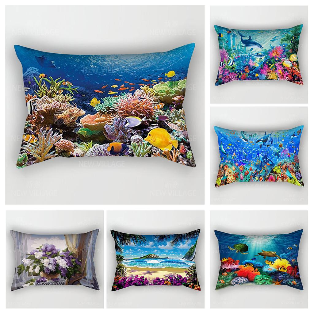 Unframed Home Autumn Decoration Oil Painting Style Pillow Cushion Cover Decorations Throw Pillow Cover 30*50 Pillowcase 30x50 40
