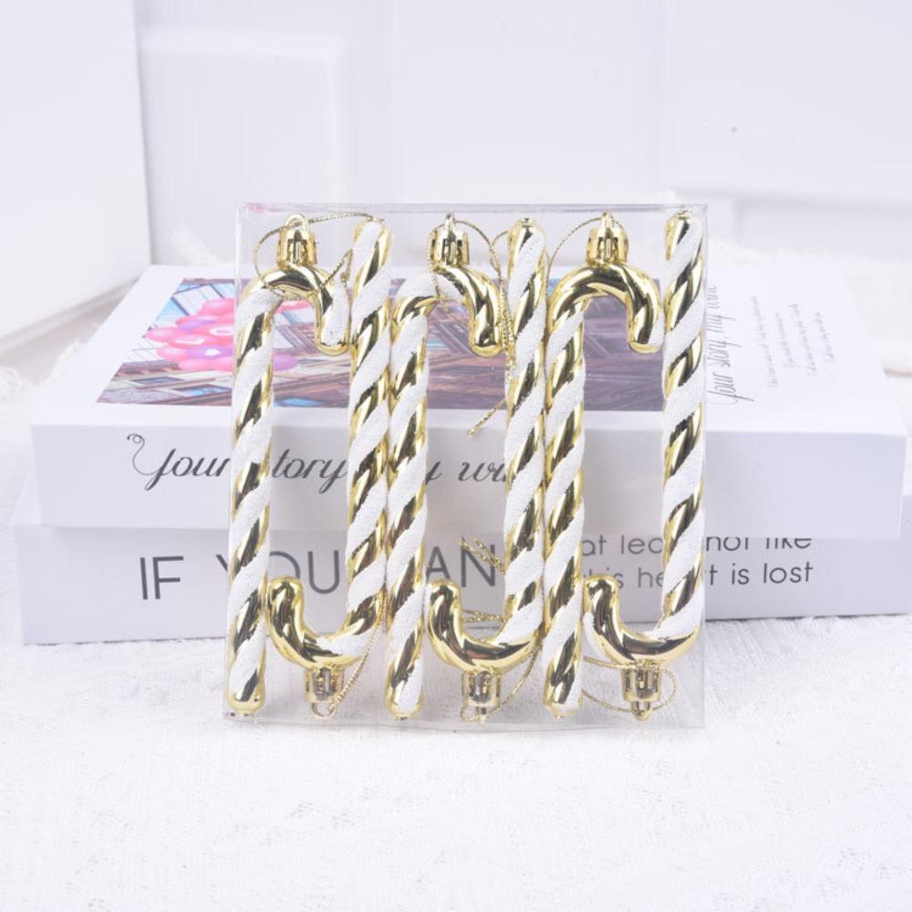 6pcs/box Cute Christmas Tree Decoration Hanging Candy Hook Ornaments Candy Canes Decoration  Holiday