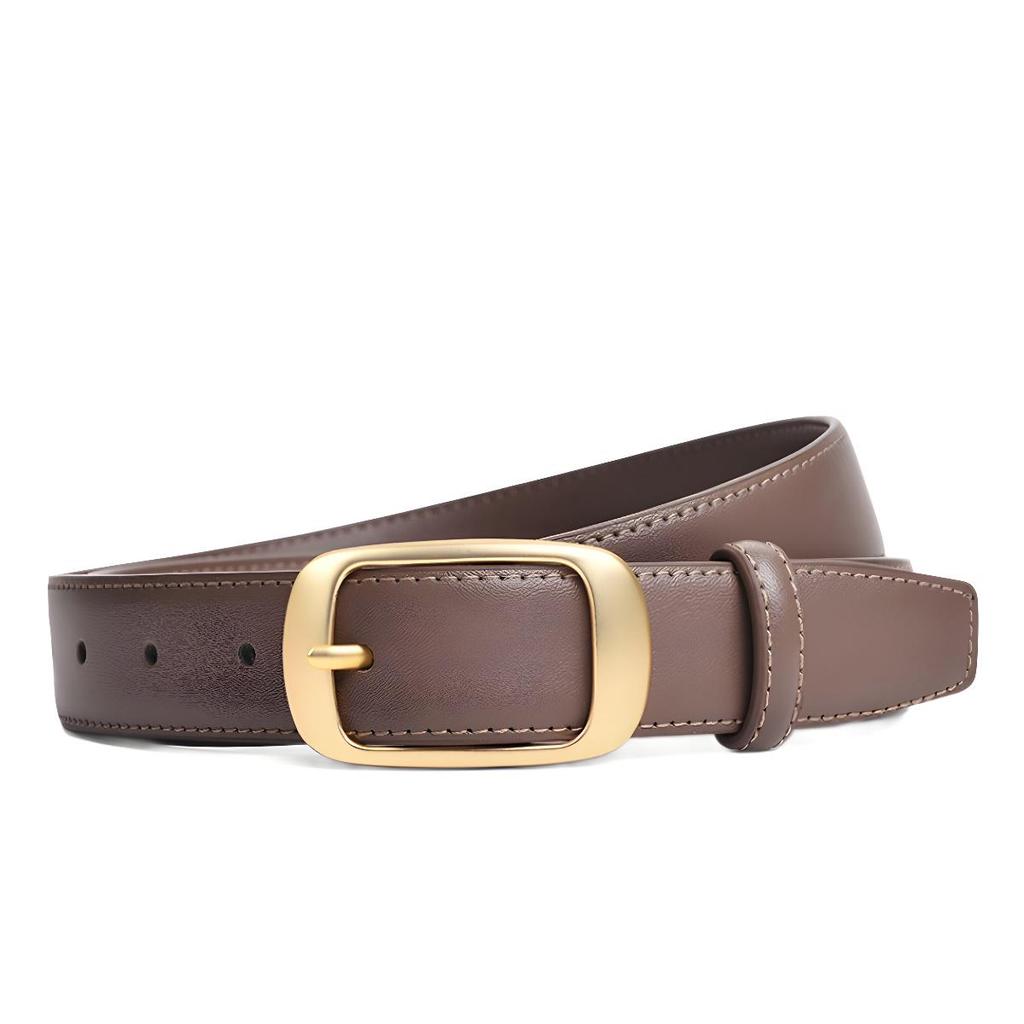 Women's Genuine Leather Versatile Black & Brown Decorative Belt for Jeans