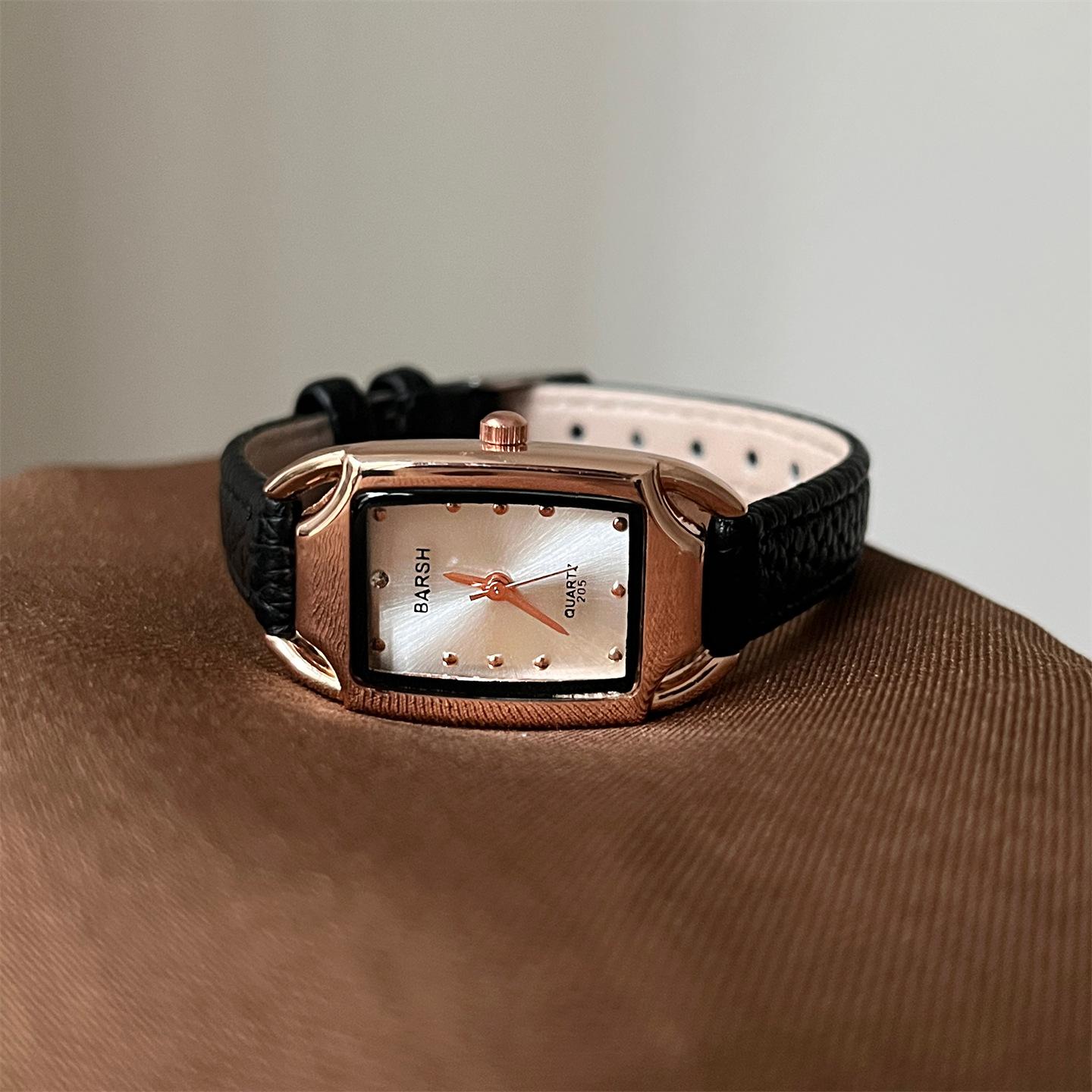 French Simple Thin Belt Women S Belt Watch Retro Fashion Rectangular Small Dial Temperament