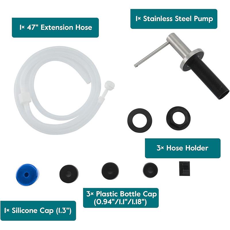 304 Stainless Steel Soap Dispenser with 1.2m Extension Tube & 500ml Container